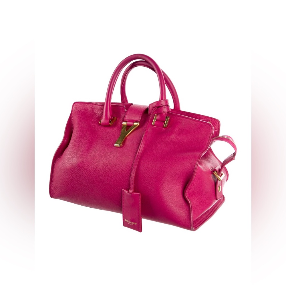 YSL Saint Laurent Classic Y Cabas Fuchsia Leather Satchel - Picture 13 of 16